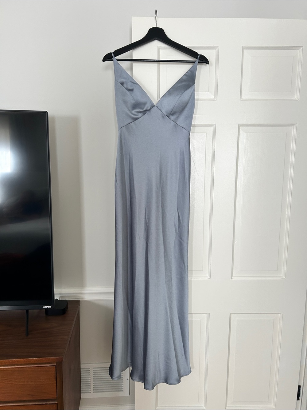 Jenny Yoo Blue Satin Dress